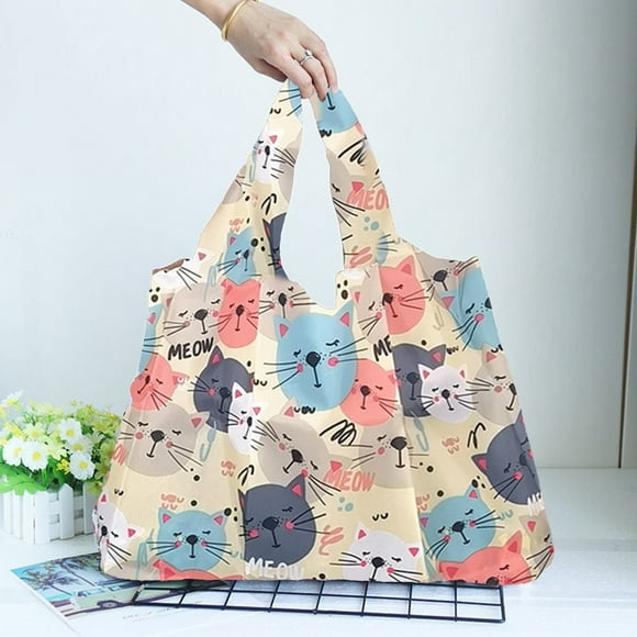 Bolsa de Compras Reutilizable, Plegable, Impermeable, de Nailon Resistente, con Diseño Multicolor, Ideal para Compras de Comestibles, Ideal Como Regalo, Lavable a Máquina.