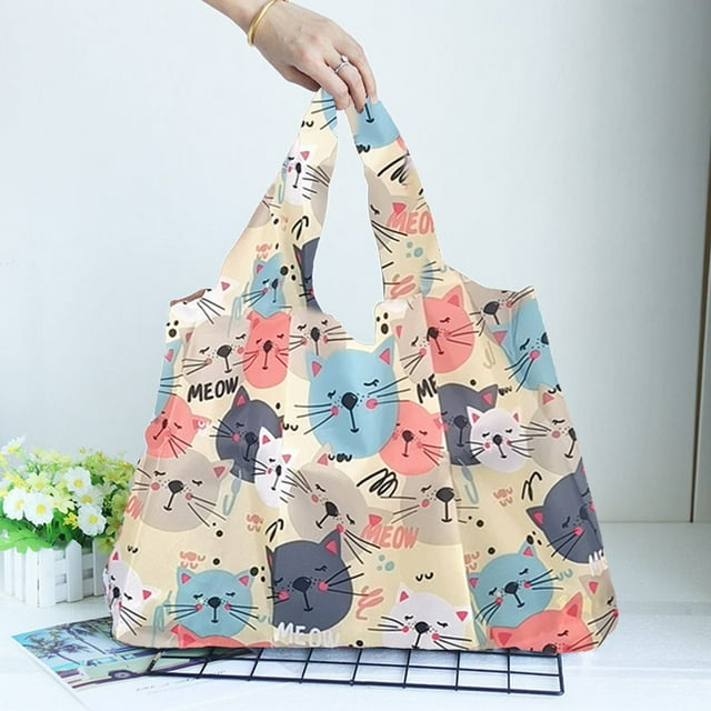 Bolsa de Compras Reutilizable, Plegable, Impermeable, de Nailon Resistente, con Diseño Multicolor, Ideal para Compras de Comestibles, Ideal Como Regalo, Lavable a Máquina.