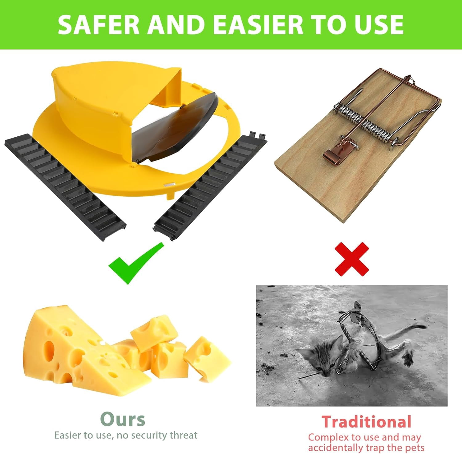 Mouse Trap Bucket- 5 Gallon Bucket Lid Mouse Rat Trap 4 Pack - Automatic Reset Flip and Slide Mouse Trap - Humane Mouse Rat Traps for Indoor Outdoor Use - Reusable Mouse Trap