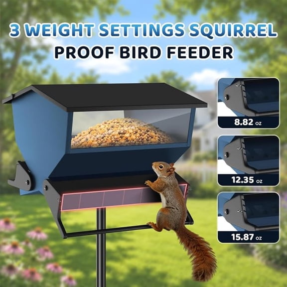 50-Inch Metal Squirrel-Proof Bird Feeder, 7-Pound Capacity | Gravity-Fed, Sturdy And Durable, Easy to Fill And Clean, Attracts a Variety of Wild Birds, Outdoor Freestanding Squirrel-Proof Bird Feeder