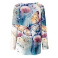 thumbnail image 4 of TSADFHJI T-Shirt à Manches Longues pour Femmes, Coupe Ample, Imprimé Printemps et Automne, Col Rond, Manches Raglan Courtes, devant et derrière, TTTG Bleu Clair, 4 of 5