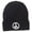 Black, variant on Peace Symbol Embroidered Long Beanie - Black OSFM