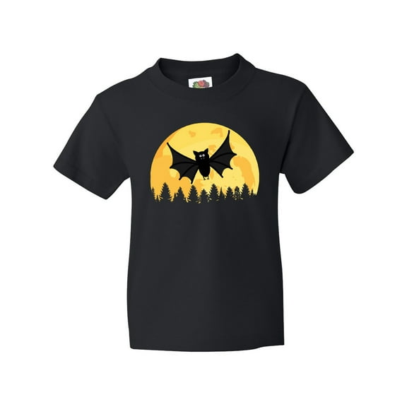 Inktastic Halloween Bat with Moon Youth T-Shirt