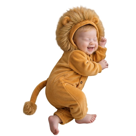 ZHANGDER Infant Toddler Lion Fancy Dress Costume Baby Winter Flannel Hooded Romper Christmas Jumpsuit