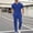 Blue, variant on BLTIBY Men's Summer Sets 2 Piece Outfits Waffle Crewneck V Neck Fitted Lace Up Short Sleeve T-Shirt & Drawstring Cargo Pants Casual Stylish Matching Set with Pockets Blue XXL