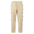 thumbnail image 5 of CONZONE Mens Baggy Pants Wide Leg Pants With Side Buttons Design Trendy Elastic Waist Solid Color Soft Casual Joggers With Pocket, 5 of 6