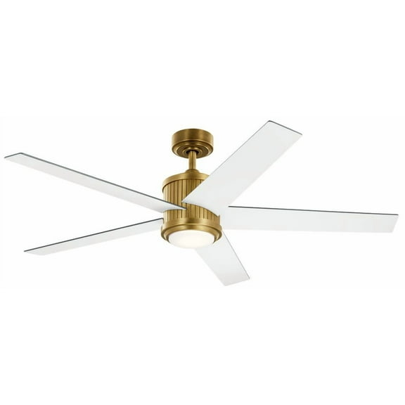 Open Box Kichler 56" Brahm Natural Brass LED Ceiling Fan with White Blades