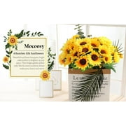 Mocoosy 4 Bunches Artificial Sunflower Bouquets, Fake Sunflowers with Stems, Silk Wildflowers Realistic Yellow Faux Sun Flowers for Wedding Decorations Fall Floral Arrangements Home Table Decor