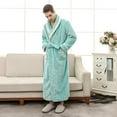 thumbnail image 4 of TIWEKE His and Hers Robes Flannel Long Length Matching Robes for Couples Thickened Warm Bathrobe Plus Size Shower Robe (Mint Green,3XL), 4 of 6