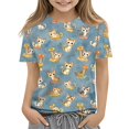 thumbnail image 3 of Cute Teen Girl Shirts Size 6 Short Sleeve Funny Animal Print Clothes for Teen Girls Tee Shirts Summer Trendy Kids Shirts Crew Neck Shirts Blue 11-12 Years, 3 of 6
