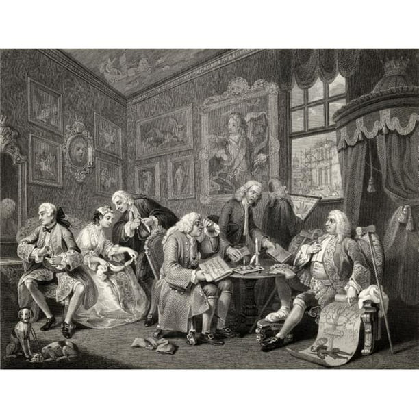 Mariage à la Mode le Contrat de l'Original par Hogarth à Partir des Œuvres de Hogarth Publié 1833 Poster Print&44; 32 x 24