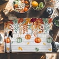 thumbnail image 6 of Thanksgiving Pumpkin Placemats Set of 4 Autumn Orange Green Leaves Vintage Wood Texture Heat Insulated Linen Place Mats, Washable Stain-Proof Table Mats for Dining Tables Holiday Decor 13x19inch, 6 of 9