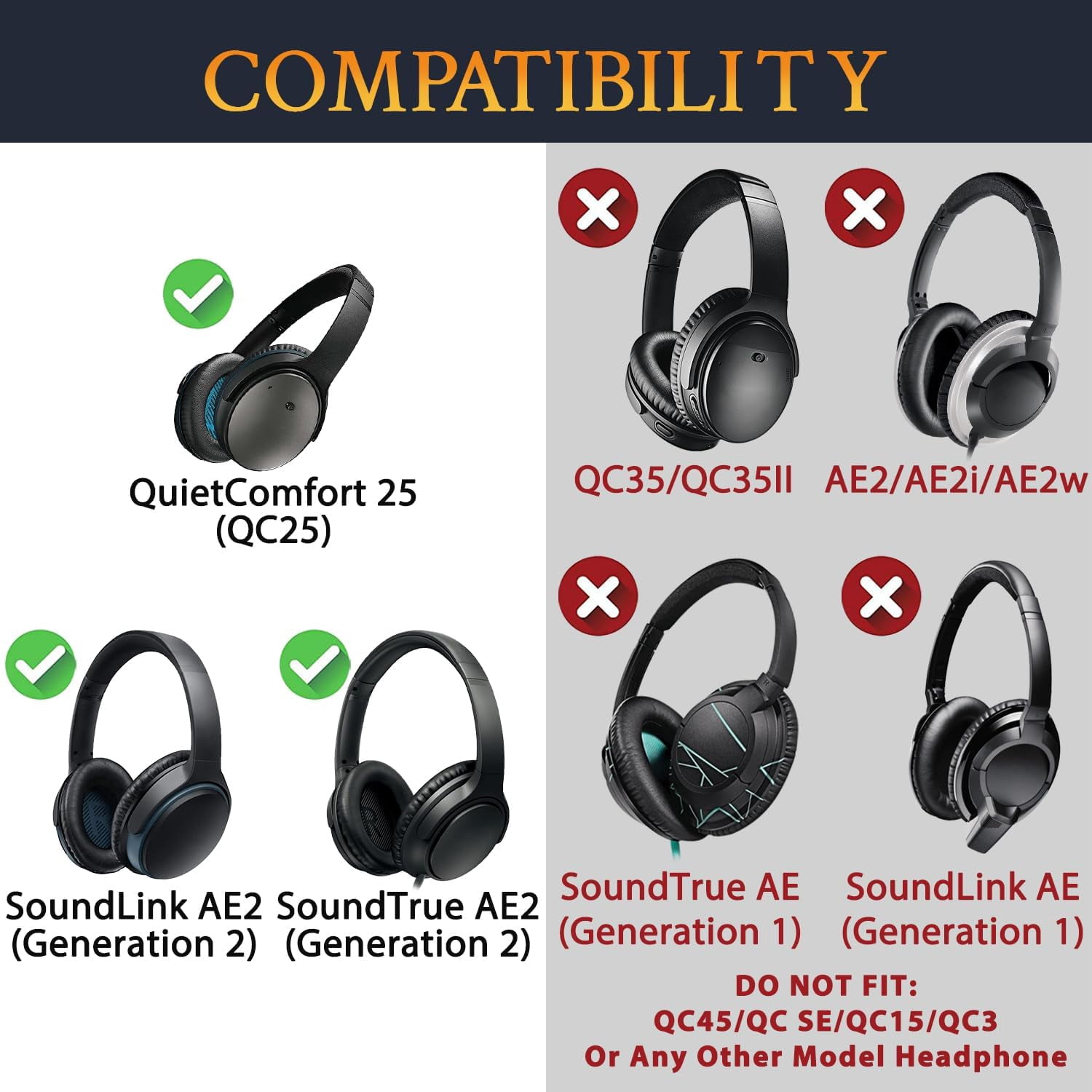 SOULWIT Bandeau de Rechange pour Bose QuietComfort 25(QC25)/SoundLink