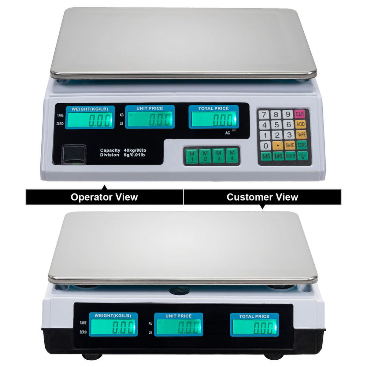 2X 40kg Digital Commercial Kitchen Scales Shop Electronic Weight Scale Food  White