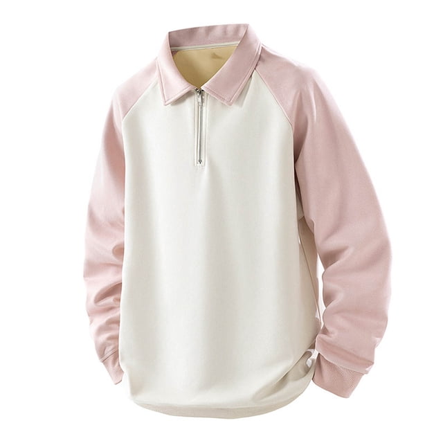 Blusa y camisa de manga larga con cuello vuelto para hombre, moderna, con bloques de color, empalme, medio botón, manga larga, solapa, sudadera informal, blusa de poliéster para hombre