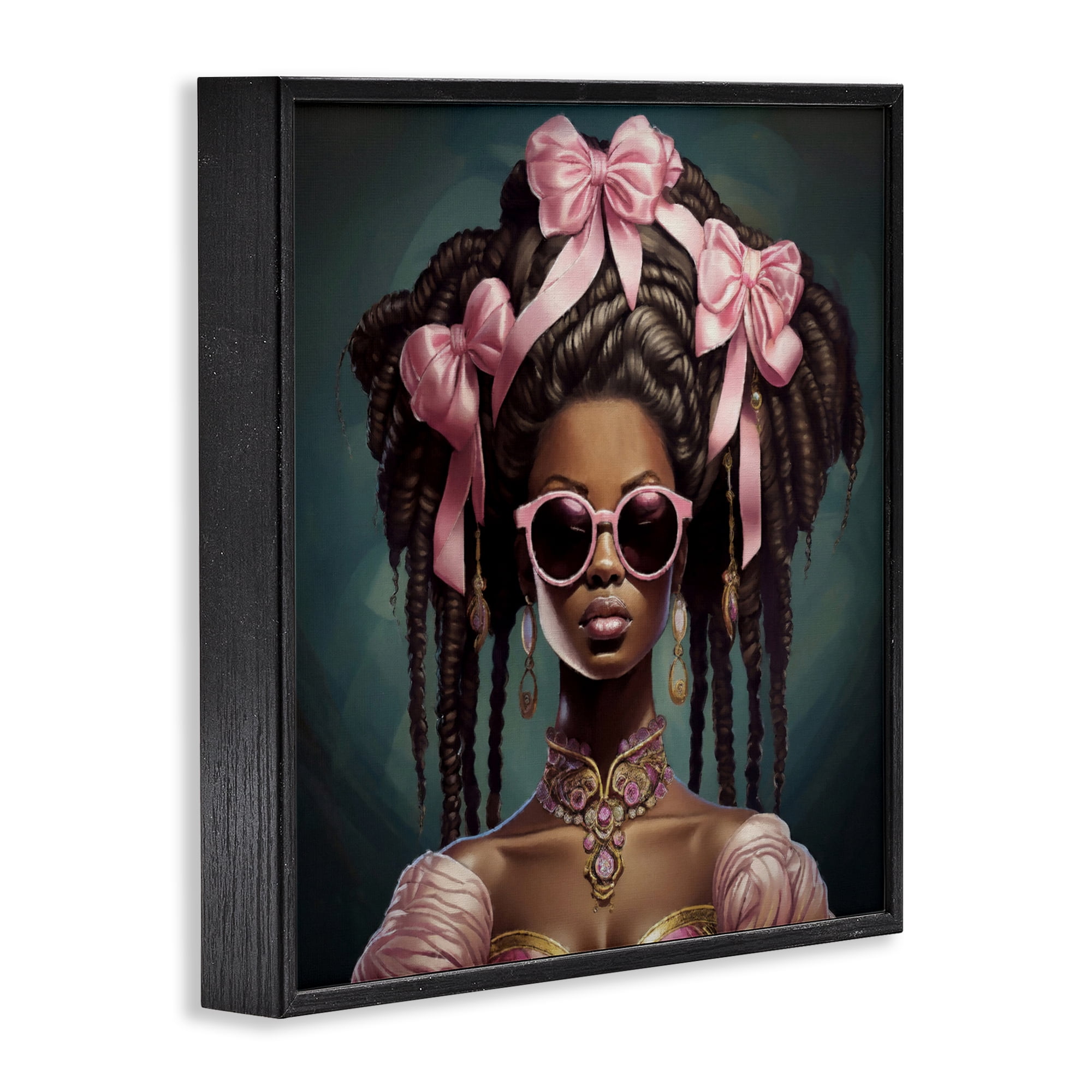 Stupell Industries Rococo Woman With Bows Black Framed Giclee Art, design by Grotto Studios