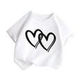 thumbnail image 1 of Plebaso T-Shirts à Imprimé Cœur pour Garçons et Filles, Col Rond, Manches Courtes Décontractées, Hauts Graphiques Mignons pour Enfants, 1 of 7