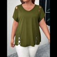 thumbnail image 4 of Blusas Tipo Túnica de Corta para Mujer, con Escote en V Recortado, Elegantes, Informales, Holgadas y Largas Verde Oliva L, 4 of 7