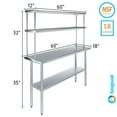 thumbnail image 3 of 60" Long x 18" Deep" Stainless Steel Work Table With 12" Wide Double Tier Overshelf | Metal Kitchen Prep Table & Shelving Combo, 3 of 9