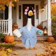 thumbnail image 5 of Spring Lady Porch Goose Outfit for 23inch Cement Plastic Lawn Goose Summer Statue Clothes Bathrobe Coffee Cup Curlers for Outdoor Garden Yard Patio Decoration, 5 of 6