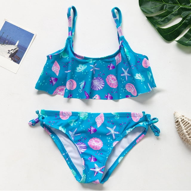 Traje de baño para niñas de 1 a 14 años, traje de baño para niñas, conjunto de Bikini para niños de dos piezas, traje de baño Infantil para niños-ST108mix Tan Jianjun unisex