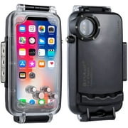 for iPhone X/iPhone Xs 40m/130ft Waterproof Diving Case Support Shockproof Snowproof Dirtproof IP68 Waterproof Cover Case Heavy Duty Full Sealed Protective Underwater Housing