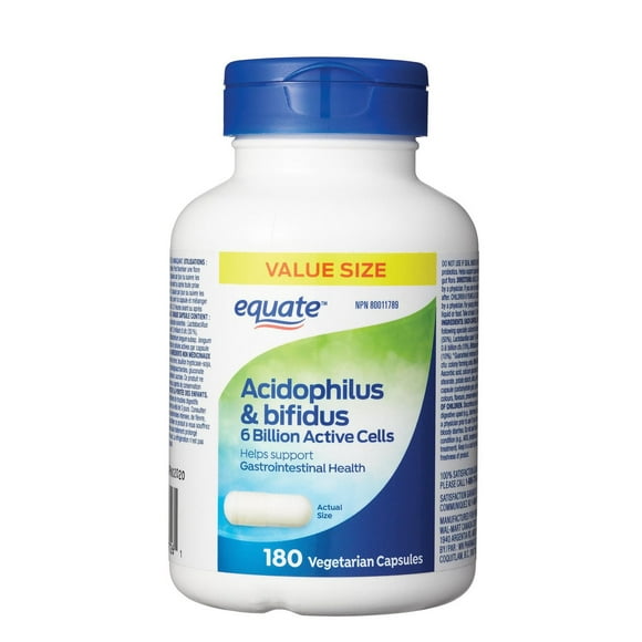 Equate Acidophilus & Bifidus 6 Billion ACTIVE Cells, 180 Vegetarian Capsules