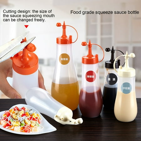 

CuiYou 250ml/360ml/480ml/720ml Squeeze Bottle No Odor Small Outlet Multi-functional Plastic Condiment Squeeze Squirt Bottles with Lids for Home