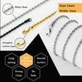thumbnail image 5 of APSVO 3 Pcs Chain Necklace for Men Women 3mm Stainless Steel Silver Black Gold Twisted Braided Rope Chains Set Paired with Pendants Birthday Jewelry Gifts Ideas Dad Mom Teen Age 16", 5 of 6