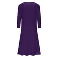 thumbnail image 6 of BONIXOOM Vacation Dresses for Women Beach Party Round Neckline Tab 3/4 Sleeve Pullover Jacket Solid Purple Dresses, 6 of 9