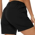 thumbnail image 6 of BXJX Womens Bermuda Shorts, Walking Elastic Waist Above the Knee Zipper Pocket Cargo Shorts Black Size S, 6 of 8