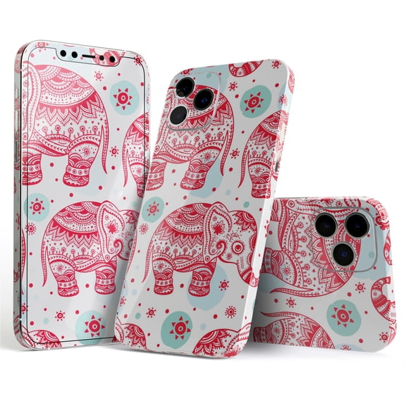 DesignSkinz Sacred Red Elephant and Polkadots Full-Body Skin Decal Wrap Cover for iPhone 16