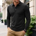 thumbnail image 2 of GEWSEY Mens Long Sleeve Polo Shirt Classic Casual Button Collared Fashion Golf Shirts (Black, S), 2 of 9