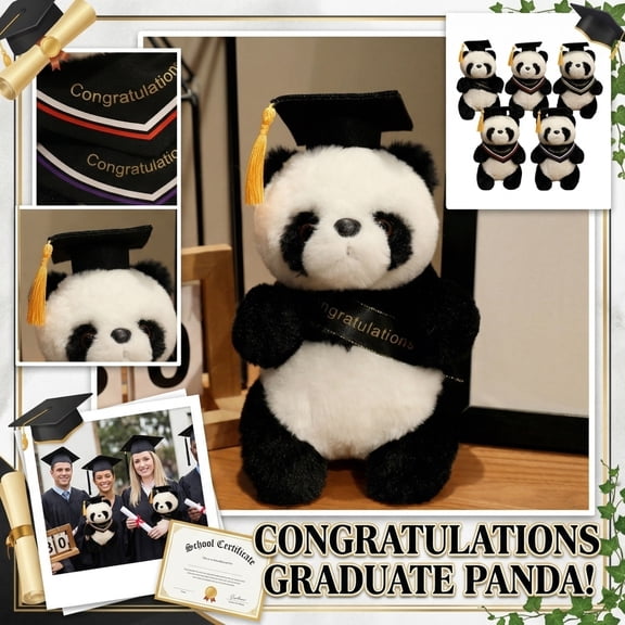 2026 Graduation Gifts Purple Panda Plush, Soft Stuffed Panda Toys for High School and College Graduation, Congratulations Graduation Plush Gift