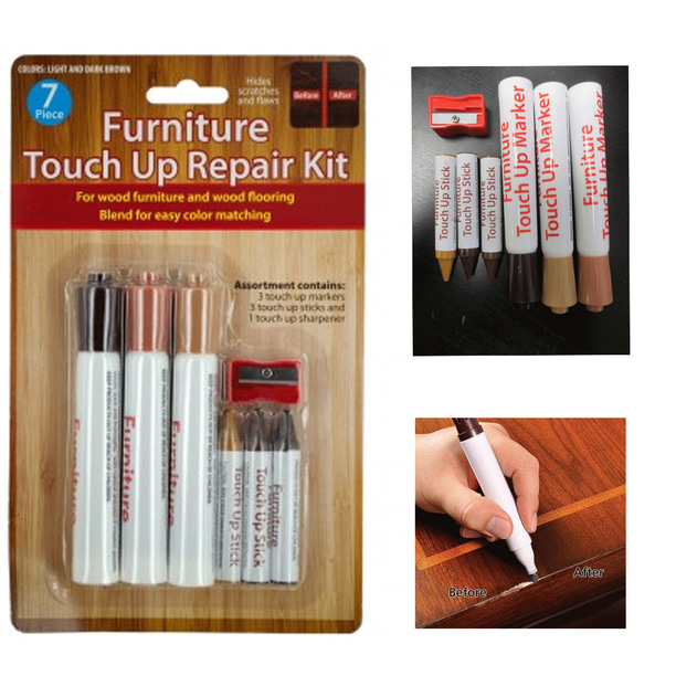 7pc Wood Furniture Touch Up Kit Marker Pen Wax Scratch Filler Remover Repair Fix Walmart Com Walmart Com