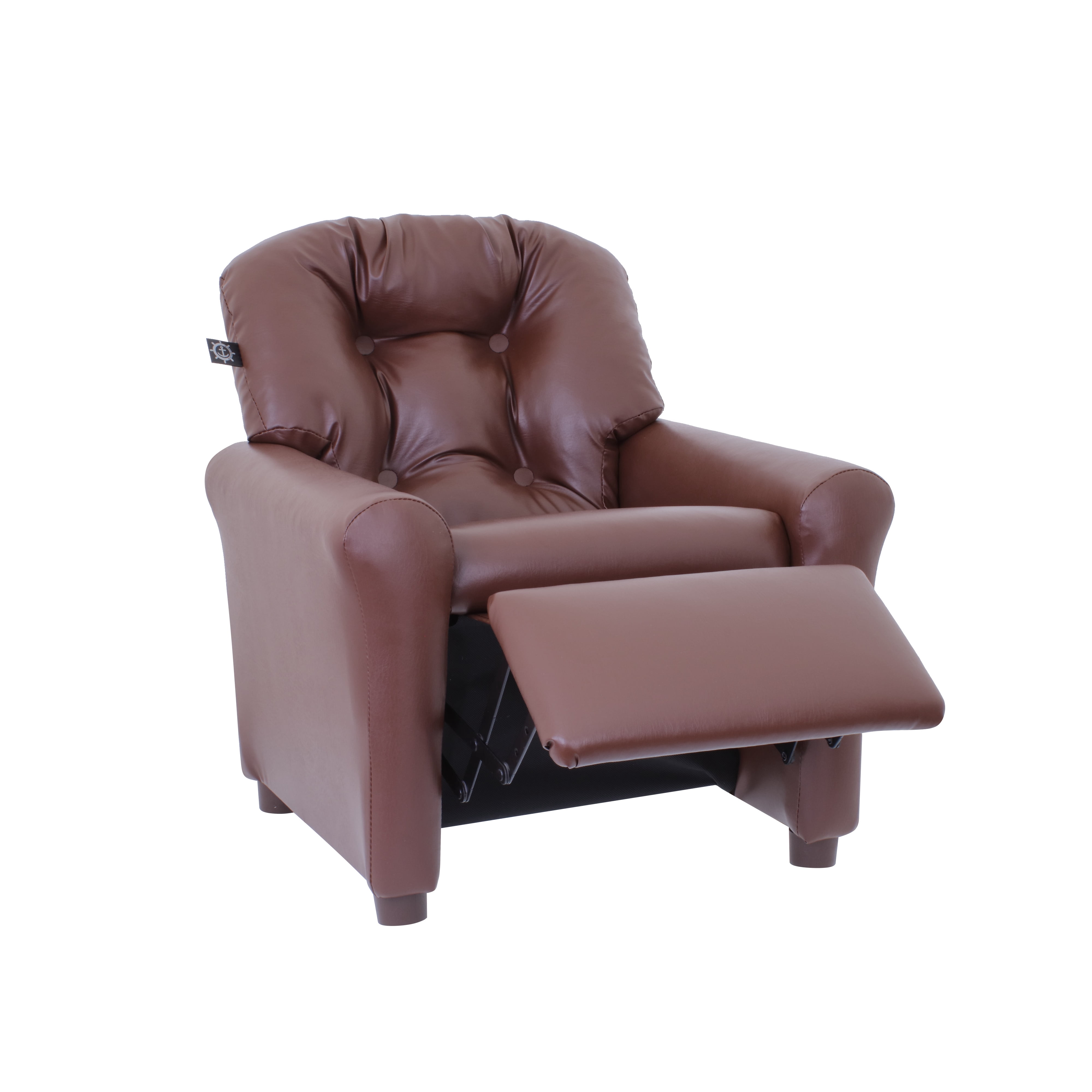 The Crew Furniture Traditional Kids Recliner, Toddler Ages 1-5, PU Faux Leather Brown