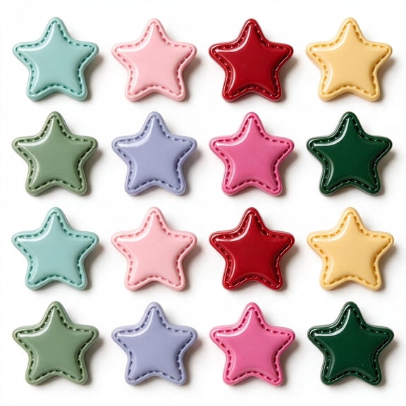 16Pcs Star Fridge Magnets, 3D Resin Decorative Magnets with Stitching Detail, Strong NdFeB Magnetic for Kitchen Office Whiteboard.