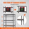 thumbnail image 6 of Commercial-Grade 5-Shelf Storage Unit, 2000 lbs Load Bearing, Black Metal Rack for Garage, Pantry, Laundry Room, 36 x 18 x 72 Inches, 6 of 7