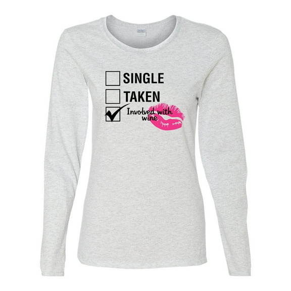 Involved with Wine Valentine's Day Women's Long Sleeve Shirt-Ash-Small