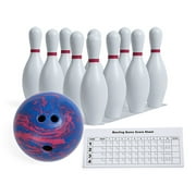 Champion Sports Complete Plastic Plastic Bowling Set, Rubber Bowling Ball, 10 Bowling Pins