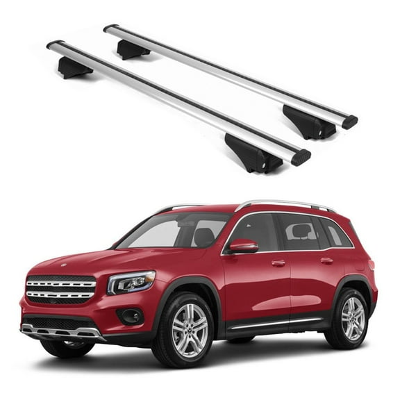 ERKUL Roof Rack Cross Bars for Mercedes Benz GLB 2020-2025 | Aluminum Crossbars with Anti Theft Lock for Rooftop | Compatible with Raised Rails - Silver