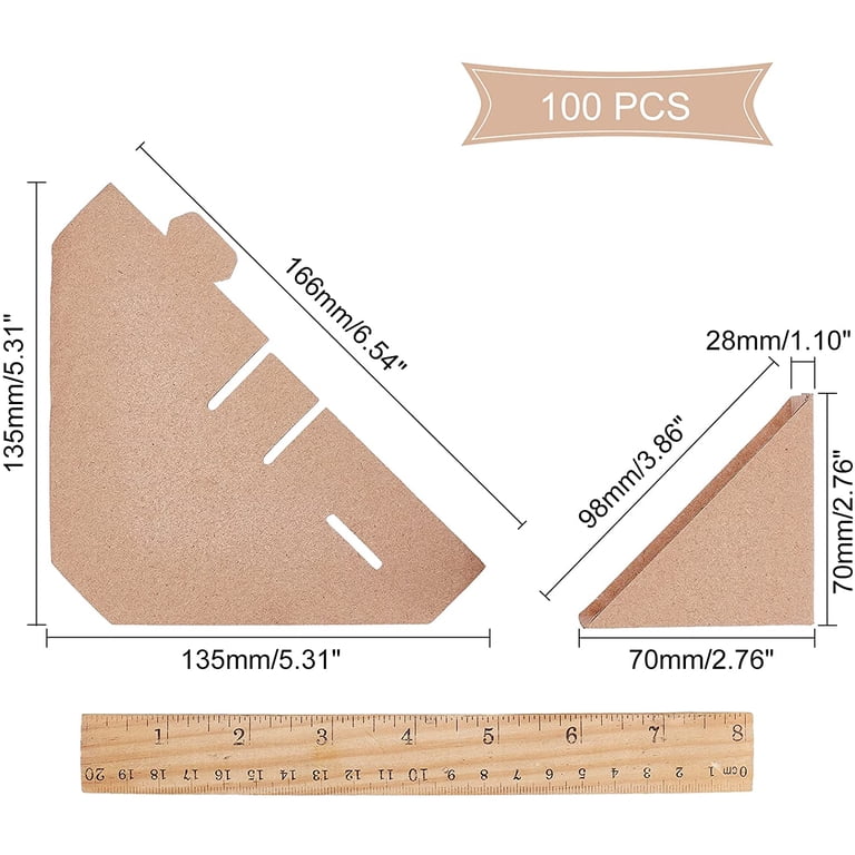 Mat Board Center, Adjustable Picture Frame Cardboard Corner Protectors For Shipping, Packing Or Moving Art - 3 Size Depths To Fit Frames From 0.5" - 1.5" (100-Pack
