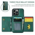 thumbnail image 3 of ELEHOLD for iPhone 14 Detachable Wallet Case Premium PU Leather 2-in-1 Magnetic Removable Zipper Card Holders RFID Blocking Logo Hollow View Shockproof Protection Kickstand Case,green, 3 of 8