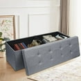 thumbnail image 4 of Storage Ottoman Bench Folding Chest Footrest Stool MDF Frame Lid Light Grey 43", 4 of 16