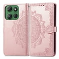 thumbnail image 2 of Mandala Case for Moto G Power (2025), Premium Leather Flip RFID Blocking Wallet Card Magnetic Stand Protective Slim Shockproof Case with Lanyard, Embossed Flower Cover,Rosegold, 2 of 9