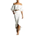 thumbnail image 2 of IUYRTFE Women's Off Shoulder Puff Sleeve Top and Midi Skirt Set 2 Piece Summer Casual Outfit, 2 of 5