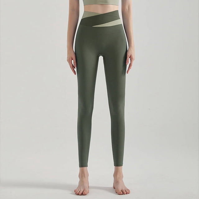 Pantalones de yoga cruzados de cintura alta para mujer, pantalones deportivos de secado rápido para adelgazar, levantamiento de caderas y abdominales, para fitness y otoño