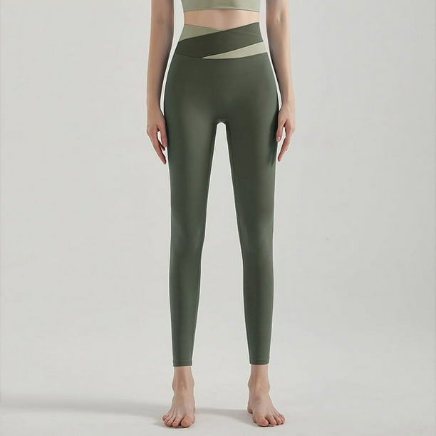 Pantalones de yoga cruzados de cintura alta para mujer, pantalones deportivos de secado rápido para adelgazar, levantamiento de caderas y abdominales, para fitness y otoño