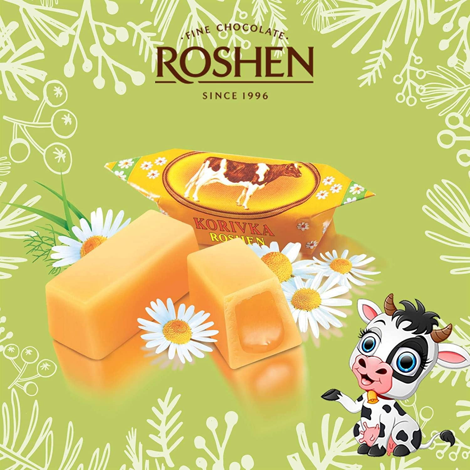 Roshen Korivka Cow Candy, Milky Sweets Fudge Candy, Kosher, Halal