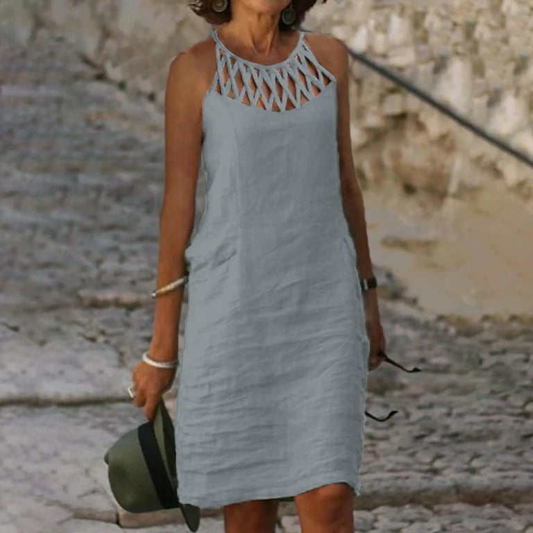 Dezsed Summer Cotton Linen Dresses for Women Crochet Hollow Out Boho Beach Sundresses Casual Sleeveless Dress Gray XL - Walmart.com Dezsed Summer Cotton Linen Dresses for Women Crochet Hollow Out Boho Beach Sundresses Casual Sleeveless Dress Gray XL - Walmart.com